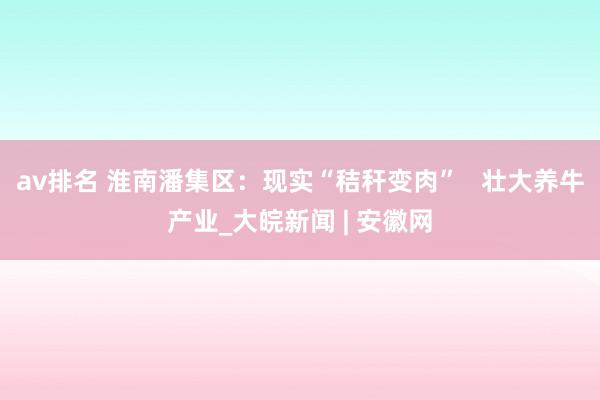 av排名 淮南潘集区：现实“秸秆变肉”   壮大养牛产业_大皖新闻 | 安徽网