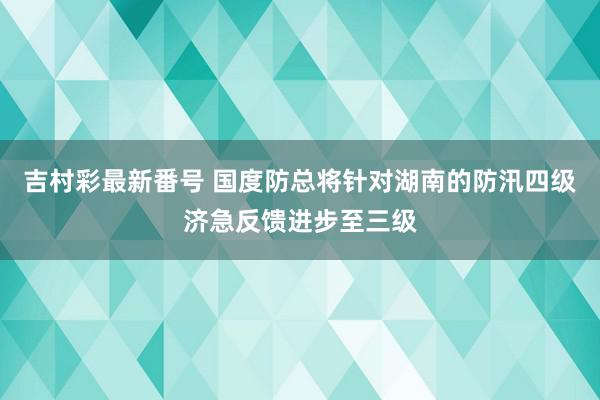 吉村彩最新番号 国度防总将针对湖南的防汛四级济急反馈进步至三级