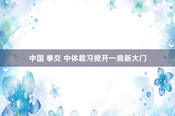 中国 拳交 中体裁习掀开一扇新大门